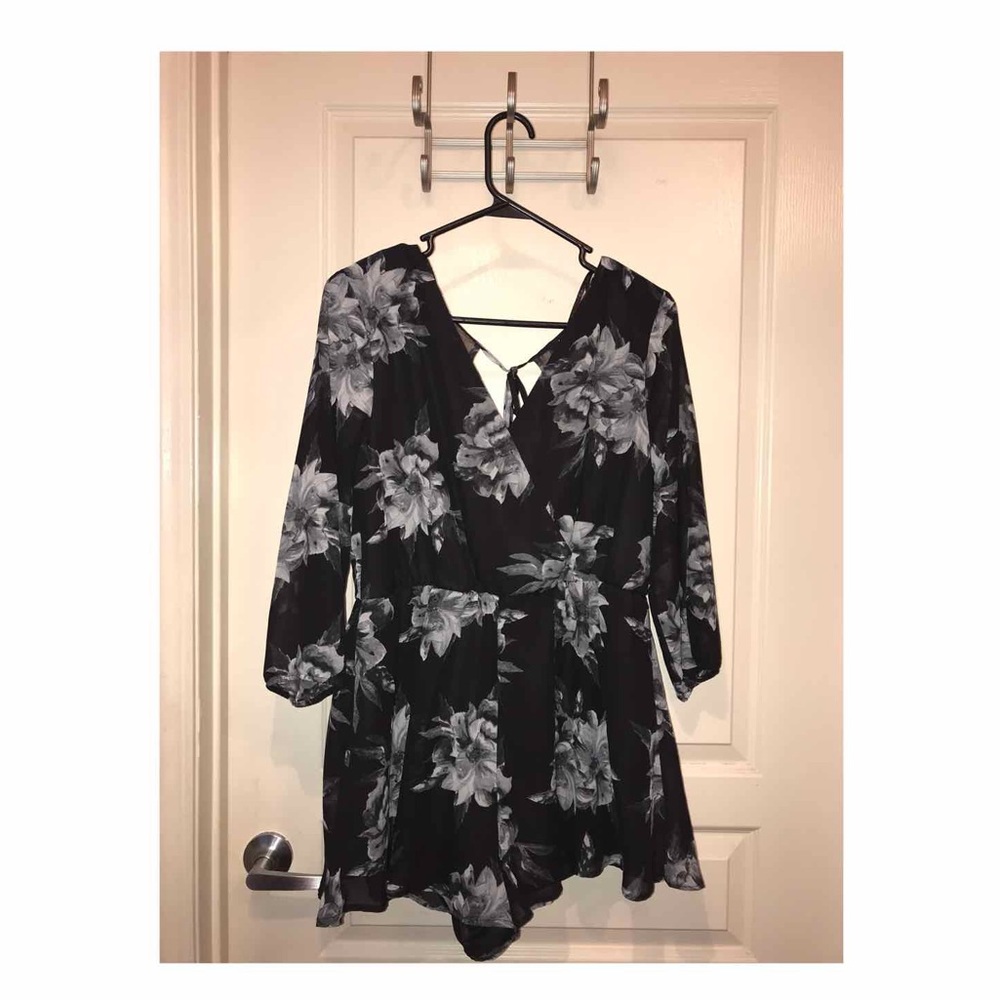 Black floral romper